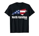 Vintage North Carolina Map American Flag 4th of July Pride T-Shirt