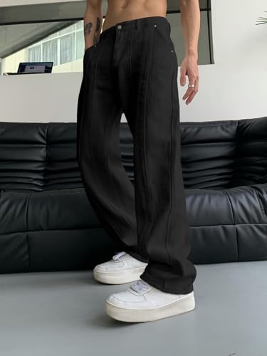 OYOANGLE Men's Casual Pants Classic Fit Stretchable Straight Legs Work Pants with Pockets4