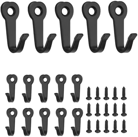 15 Pcs Wall Mounted Hooks Coat Hooks Small Single Hanger Hook Black Hooks with 15 Screws for Home Bathroom Kitchen Office Towel Key Clothes Hat Kitchenware