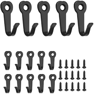 15 Pcs Wall Mounted Hooks Coat Hooks Small Single Hanger Hook Black Hooks with 15 Screws for Home Bathroom Kitchen Office Towel Key Clothes Hat Kitchenware