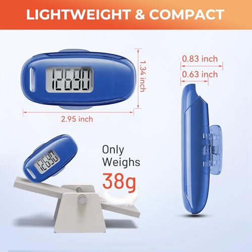 Image of 3D Pedometer for Walking, Simple Walking Step Counter with Removable Clip and Strap, USB Rechargeable Step Tracker with Backlight, Accurate Step Counter for Men Women Seniors - Dark Blue