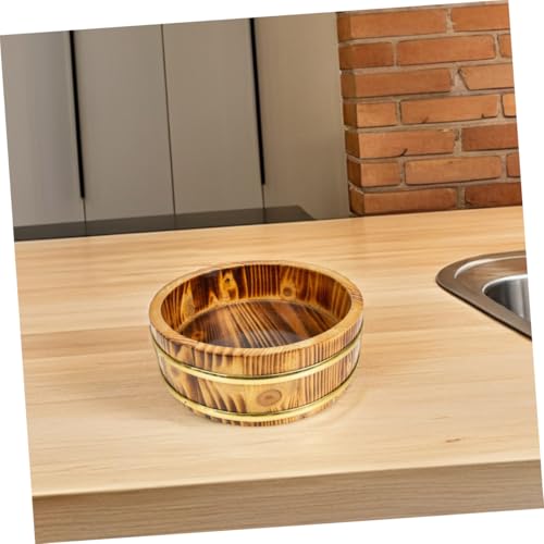 FELTECHELECTR 2pcs Japanese Wooden Sushi Rice Bucket Traditional Sushi Rice Mixing Tub Kitchen Storage Container Storage Pail Hangiri Oke Mixing Tub for Serving