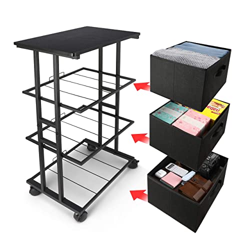 Dresser Storage With 3 Drawers, Fabric Dresser Tower, Vertical Storage Unit For Bedroom, Closet, Office, Black #TOP4