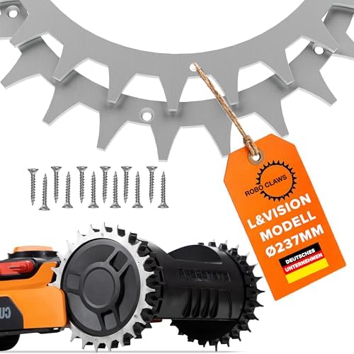 ROBO CLAWS Mähroboter Spikes aus Edelstahl für Modelle WORX L & Vision - Poliert - Entgradet - Gesenkte Schraubenlöcher - 3 mm, ⌀235 mm - Mähroboter Zubehör mit 16 x Edelstahlschra