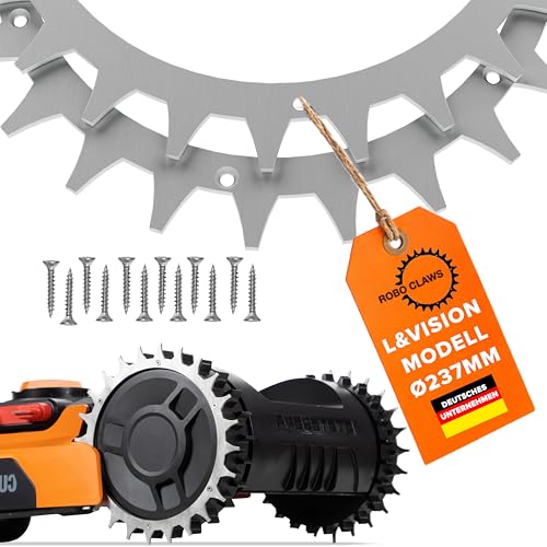 ROBO CLAWS Mähroboter Spikes aus Edelstahl für Modelle Worx L & Vision - Poliert - Entgradet - Gesenkte Schraubenlöcher - 3 mm 235 mm - Mähroboter Zubehör mit 16 x Edelstahlschrauben - Traktion