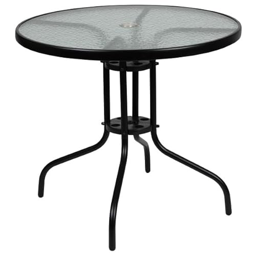 Flash Furniture Nantucket 6-Piece Patio Dining Set with Glass Table, 4 Folding Chairs, and Umbrella, Outdoor Patio Table, Chairs, Umbrella Set, Navy - Image 10