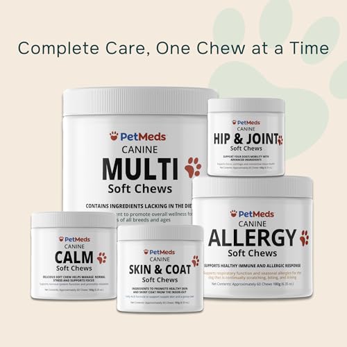 Image of PetMeds Calm Supplement for Dogs - Anxiety & Stress Relief with Vitamins, Theanine & Lemon Balm - Supports Dogs During Travel, Thunder & Separation - Beef & Sweet Potato Flavor - 60 Soft Chews