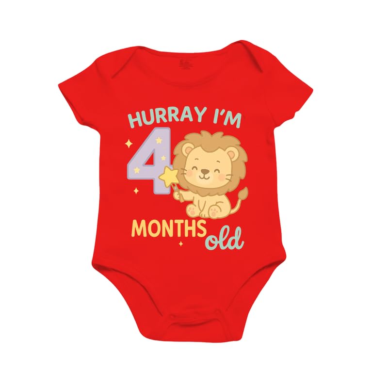 Image of Monthly Birthday Romper for Newborn Baby | Unisex Half Sleeve Bodysuit with Envelope Neck | Soft Cotton Outfit with 1 to 12 Month Print | Comfortable Infant Wear for Boys & Girls