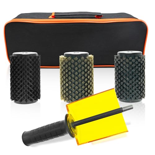ETOUPA Ski Roto Brush Kit with Roto Brush Handle Axle and 3 Brushes (Nylon, Brass, Horsehair)