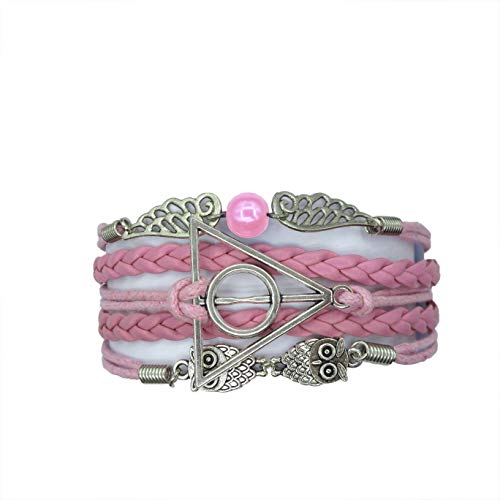 Harry Potter Deathly Hallows, Infinity, Owl, Believe Freedom Braided Leather Bracelet (Style Q-FastShip)