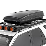 Rough Country Rooftop Cargo Box 14.5 Cu Ft – Hard Shell Roof Rack Storage Carrier, Strut Assisted, Lockable & Weatherproof, No Drill Install