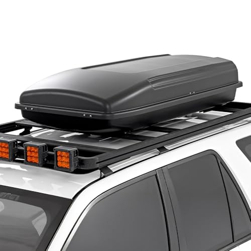 Rough Country Rooftop Cargo Box 14.5 Cu Ft – Hard Shell Roof Rack Storage Carrier, Strut Assisted,...