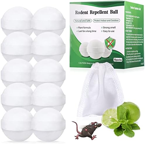 Sectpod Rodent Repellent Balls Squirrel Rat Repeller Mice Repeller Peppermint Oil Mouse and Rats Repellent for Outdoor Gardening Attic Garage House, 10 Packs