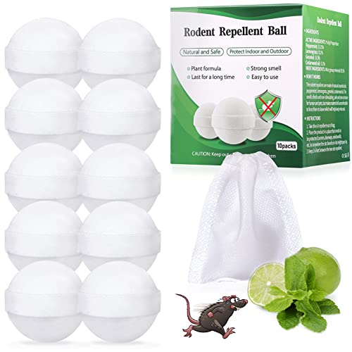 Sectpod Rodent Repellent Balls Squirrel Rat Repeller Mice Repeller Peppermint Oil Mouse And Rats Repellent For Outdoor Gardening Attic Garage House, 10 Packs #TOP2