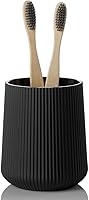 KellyHome Black Striped Toothbrush Holder - Electric & Manual Bathroom Organizer for Toothpaste, Kids & Adults, Space-Saving 3.4" Wide