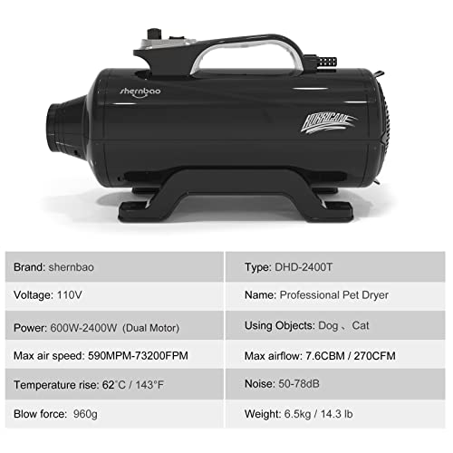 Shernbao DHD-2400T Sopladora Profesional para Perros 6 HP - Imagen 6