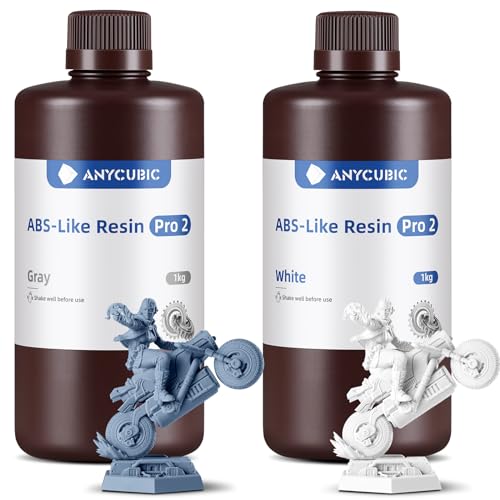 Image of ANYCUBIC 3D Printer Resin Bundle, ABS-Like Pro 2 with Enhanced Strength and Toughness, Performance far Superior to ABS-Like Resin, Low Odor (Grey+White, 2kg)