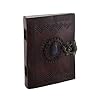 Embossed Leather Blue Stone 120 Page Unlined Journal with Clasp (Brown)