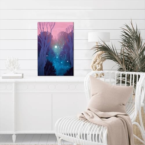 Impression sur toile forêt nocturne de qualité supérieure avec cadre