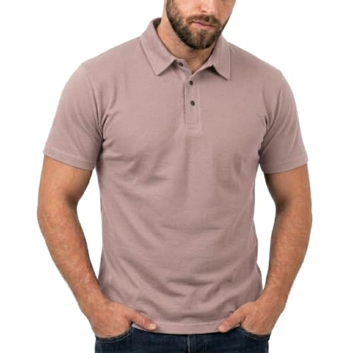 Image of D&S London® Mens Polo Shirt 100% Cotton Short Sleeve Collared T-Shirt - Casual Smart Golf Top, Breathable Regular Fit Mens Clothing, Polo for Men (UK, Alpha, XL, Regular, Regular, Lilac)