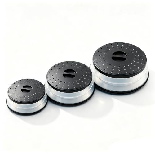 Image of Collapsible Microwave Splatter Cover(black, Set of 3)
