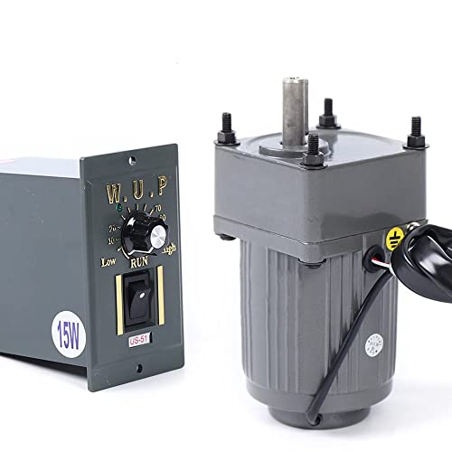 YIYIBYUS Electric Gear Motor,110V 15W AC Single Phase Gear Reduction Motor 0-54RPM Variable Speed Adjustable Controller Governor Geared Motor and Adjustable Speed Controller Combo