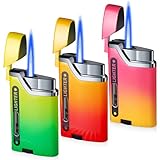 Confezione da 3 accendini tempesta a gas, ricaricabili, con finestra visibile, antivento, per cucina/campeggio, gradiente (senza gas)