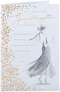 Clintons: Glamorous Girl Granddaughter 21st Birthday Card, 21st Milestone Birthday Greetings Card, 260x171mm, multi-color