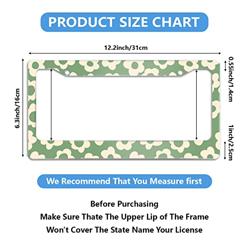 Vintage Groovy Flowers License Plate Frames Decorative Metal Personalize Front Car Tag Frames Aluminum License Plate Holder For Standard Us Canada 6 X 12 Inch #TOP1