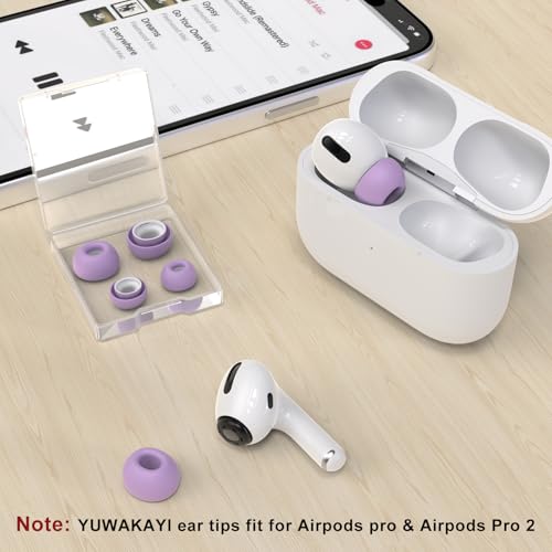 Image of 3 Pairs Replacement Ear Tips for AirPods Pro and 2nd Generation with Noise Reduction Hole, Silicone Ear Tips for AirPods Pro with Portable Storage Box and Fits in Charging Case (S /M /L, Lavender)