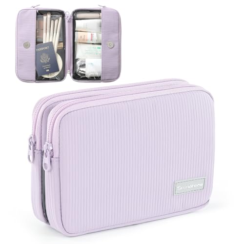 EPEDAL24 Preppy Makeup Bag, Rectangle Double Detachable Cosmetic Organizer, Clear Side Panel Portable Travel Pouches for In-Flight Essentials, Beauty & Tech Accessories, Gift for Women