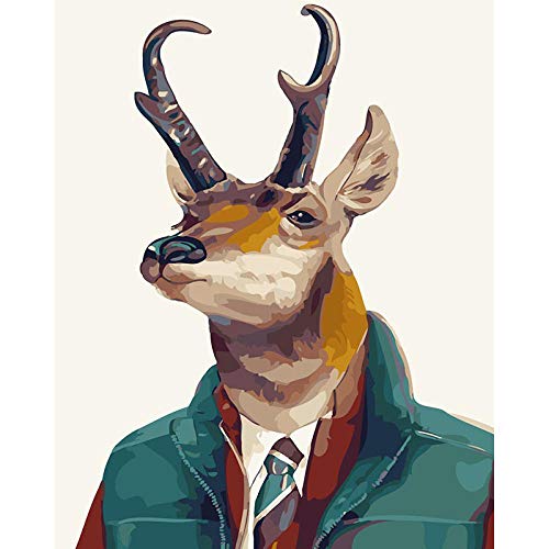 Peinture par numéros tête de cerf Kenyoo avec toile et acrylique