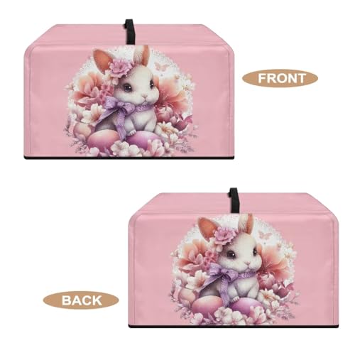 Image of Microwave Oven Cover Protective Kitchen Appliance Dustproof Cover Stain-Resistant Air Fryer Toaster Oven Protector Easter Decor, L, Pink Floral Rabbit Easter Egg