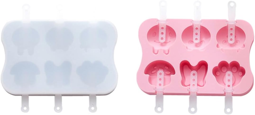 2 Sets Silicone Ice Pop Mold with Plastic Sticks and Lids