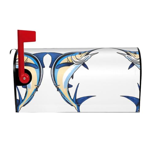 Fish Print Mailbox Cover Durable Oxford Cloth for American Standard & Large Size Mailboxes