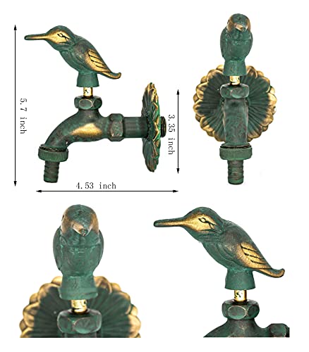 Outdoor Faucet Decorative Antique Green Bird Brass Garden Yard Animal Faucet Wall Mounted Tap Bibcock Hose Not Included #TOP1