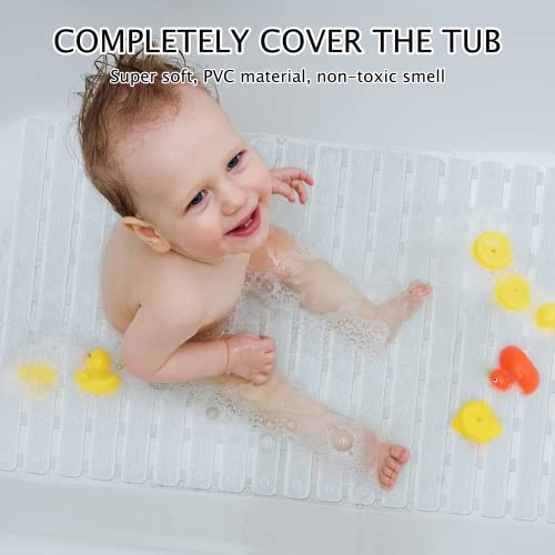 Setsail Shower Mat, 23.7 X 15.5 Inches Bathtub Mat Non Slip With Suction Cups Tub Mat With Large Drain Holes Machine Washable Bath Mat For Tub Bathroom Accessories To Keep Your Floor Dry, Clear #TOP5