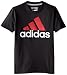 adidas Big Boys 30S Short Sleeve Tee ADI Logo, Black/Light Scarlet, Small