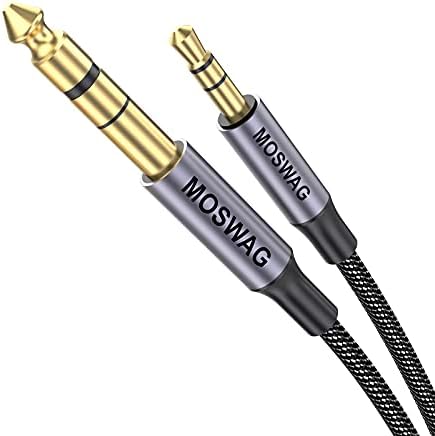 MOSWAG 6.35mm Male to 3.5mm Male TRS Stereo Audio Cable 3.28FT/1Meter with Zinc Alloy Housing and Nylon Braid Compatible for iPod Laptop Home Theater Devices Amplifiers and More