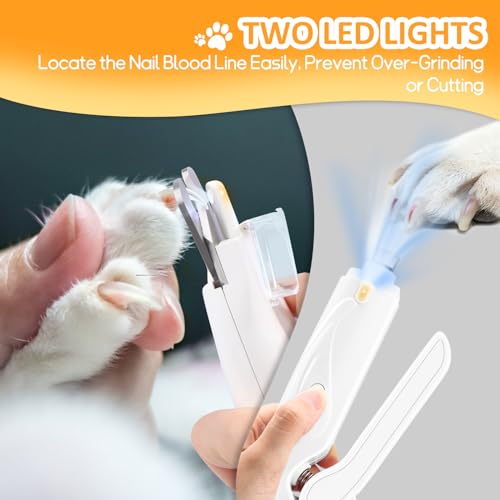 Texsens-2-in-1-Dog-Nail-Trimmer-and-Grinder-with-2-LED-Lights-Nail-Collection-Cap-Pet-Toenail-Clippers-for-Small-Medium-Large-DogsCats-Painless-Electric-Grooming-Tool-for-Perfect-Paws-White