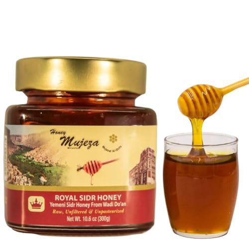 Authentic Yemen Douani Sidr Honey - Raw Royal Honey, Supports Mental Health, Memory and Cognition, 100% Natural, Raw Liquid Honey, Gluten Free, Glass Jar (300g / 10.6oz)