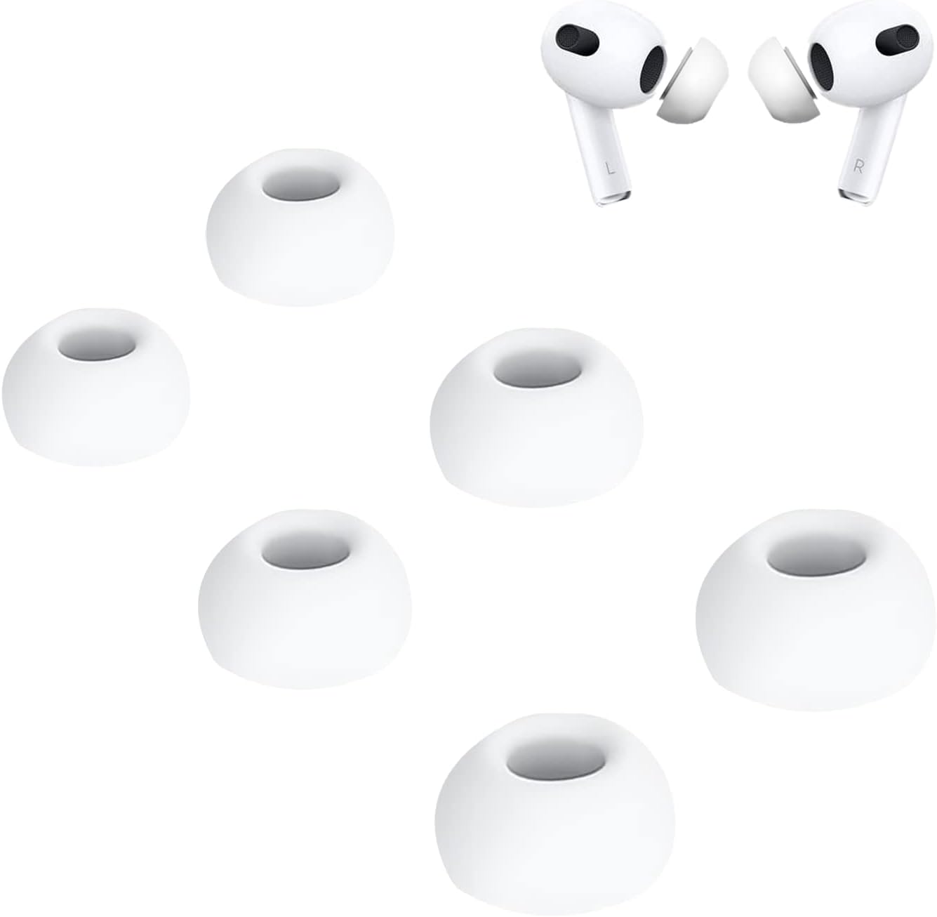3 Pairs Ear Tips Replacement for Airpods Pro with Noise Reduction Hole & Built-in Dust Guard Screen, Soft Silicone Eartips for Airpods Pro & Airpods Pro 2nd Generation Bluetooth Earbuds (S/M/L)