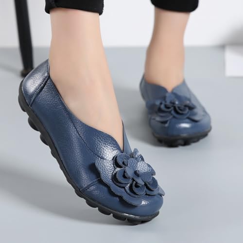Image of MOYOWEI Women's Leather Slip On Loafers Colorful Flat Shoes