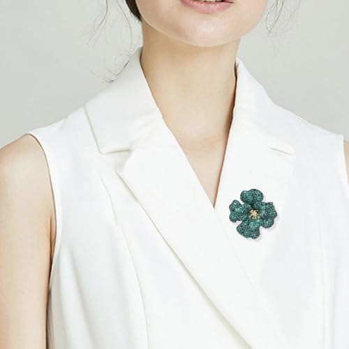 Image of Elegant Crystal Blooming Rose Flower Brooch Lapel Pin Breastpin for Women Birdal Cardigan Hat Scarf Suit Sweater Floral Pins