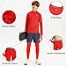 DEVOROPA Youth Boys Fleece Lined Compression Shirts & Pants Kids Girls Thermal Underwear Set Athletic Tops Leggings Baselayer Red L