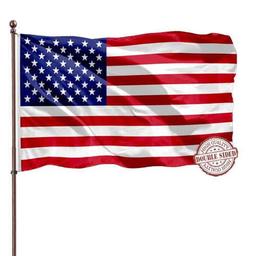3x5 American Flag Outdoor Heavy Duty- 3 Ply Double Sided 240D- American Flags For Outside 3x5- Brass Grommets & 4 Rows Stitched- Heavy Duty American Flag For High Winds Outdoor Boat Truck