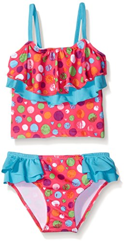 Pink Platinum Girls' Dotted Tankini Swimsuit