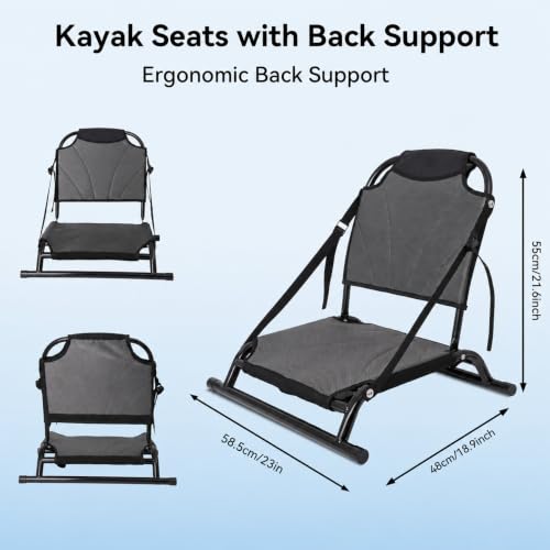 Kayak Seat With Back Support, Aluminum Frame Kayak Seat, Dual Mount For Inflatable Kayak, Sup Board & Sit-On-Top Kayaks, Strap & Rail Mount, Comfortable & Stable Gray by DUNDOO - Used condition - Image 2