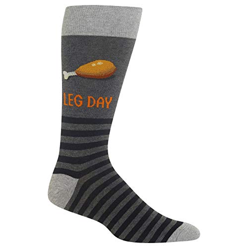 HOTSOX Mens Leg Day Socks 1 Pair, Charcoal Heather, Mens 10-133
