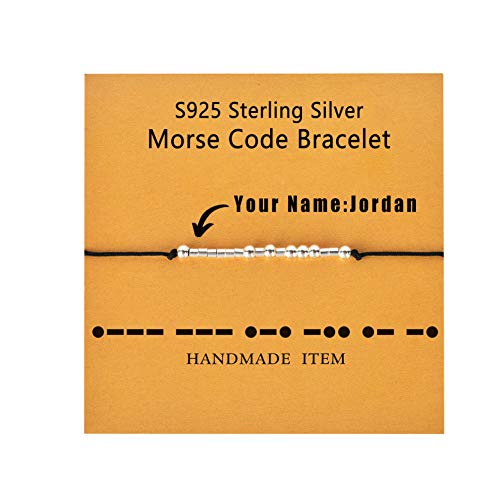 Souleather Custom Morse Code Bracelet 925 Sterling Silver Beads On Silk Cord Engraving Your Name Secret Message On Beads Bracelet Gifts Party Jewelry For Men Women #TOP3